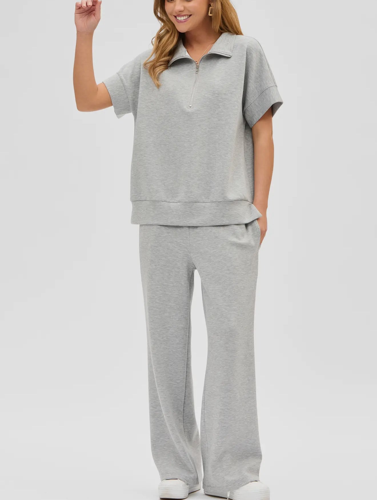 Quarter zip pants set (grey)