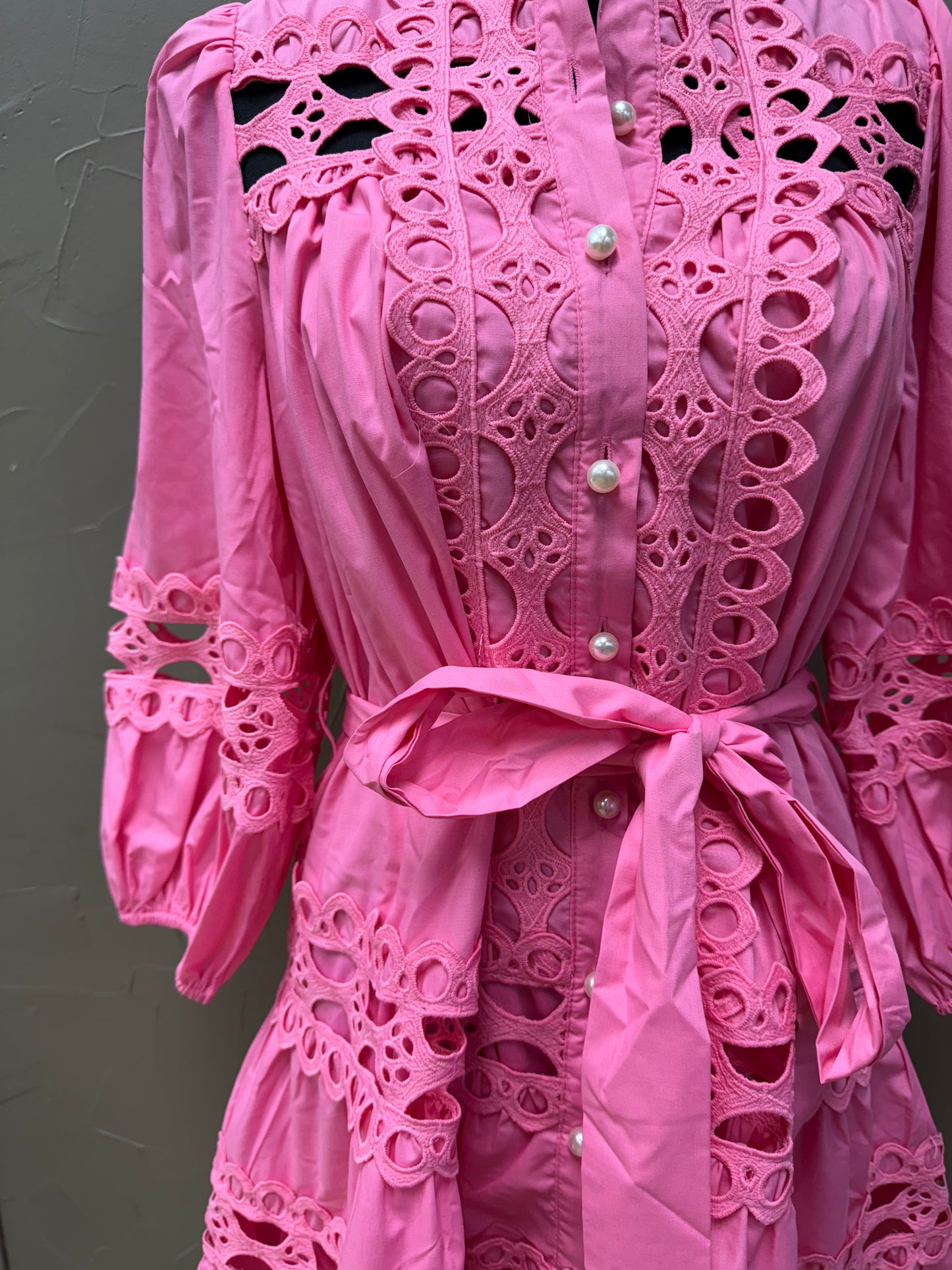 Pearl button mini dress