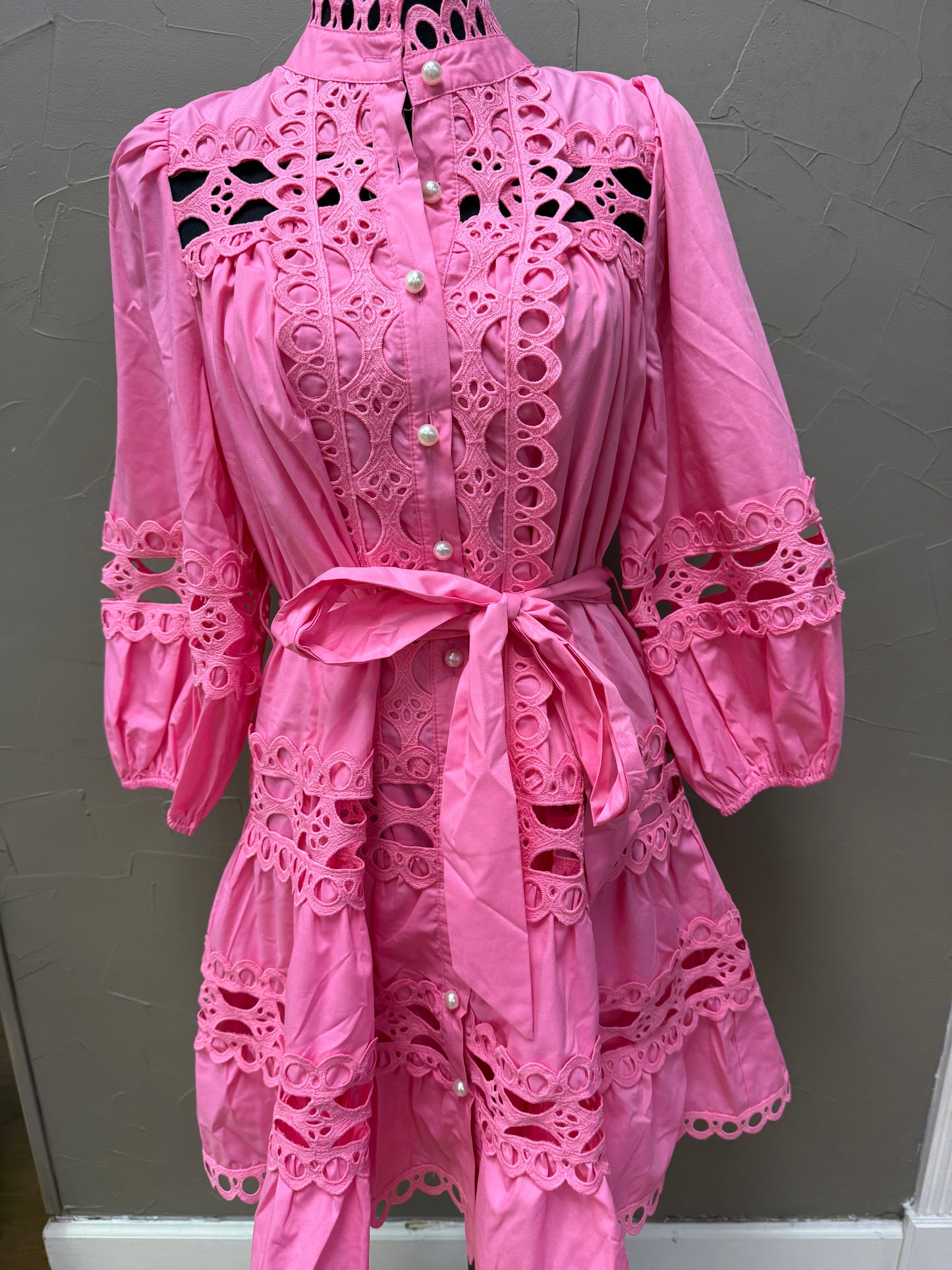 Pearl button mini dress