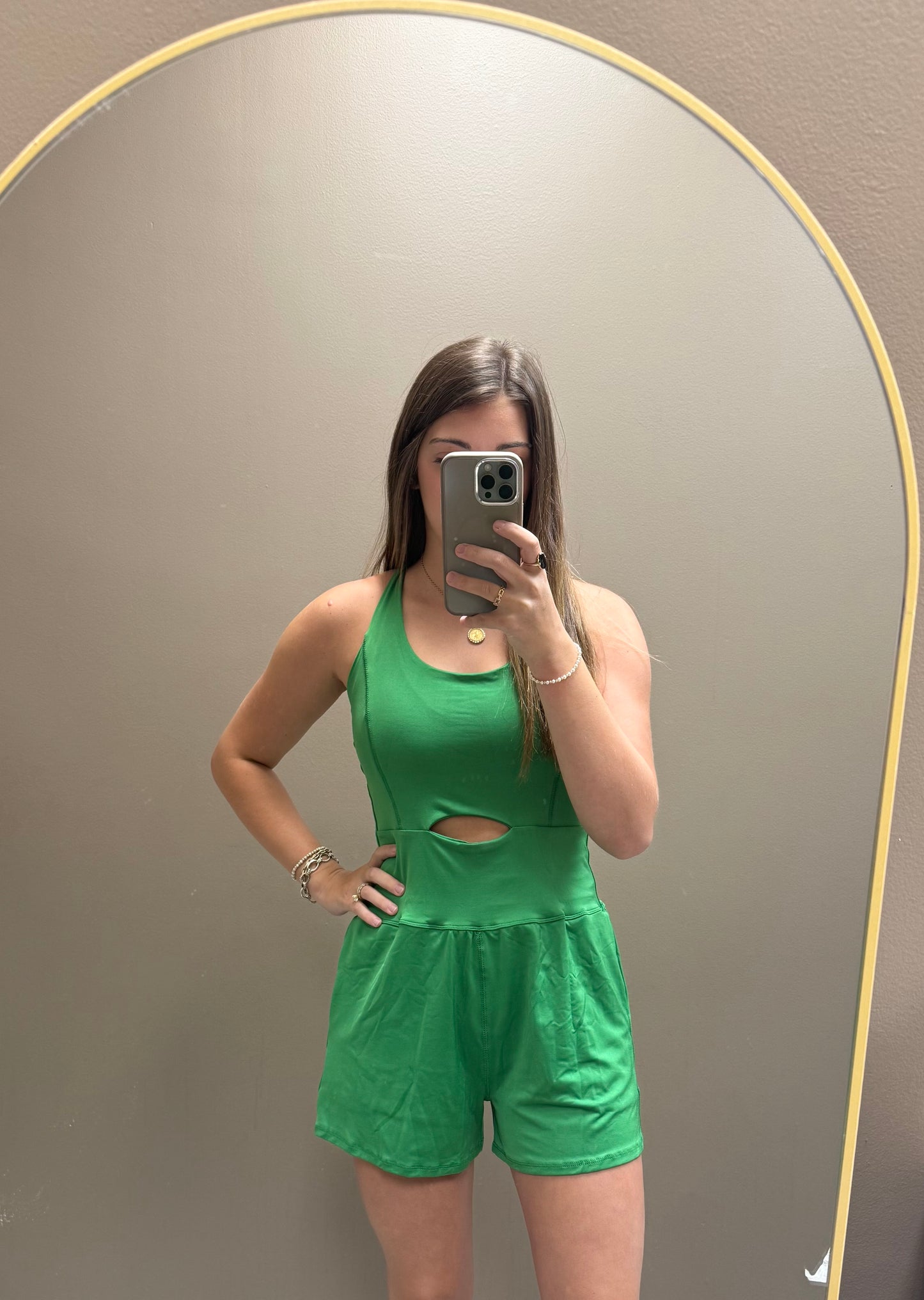 Athletic romper with pockets (green)