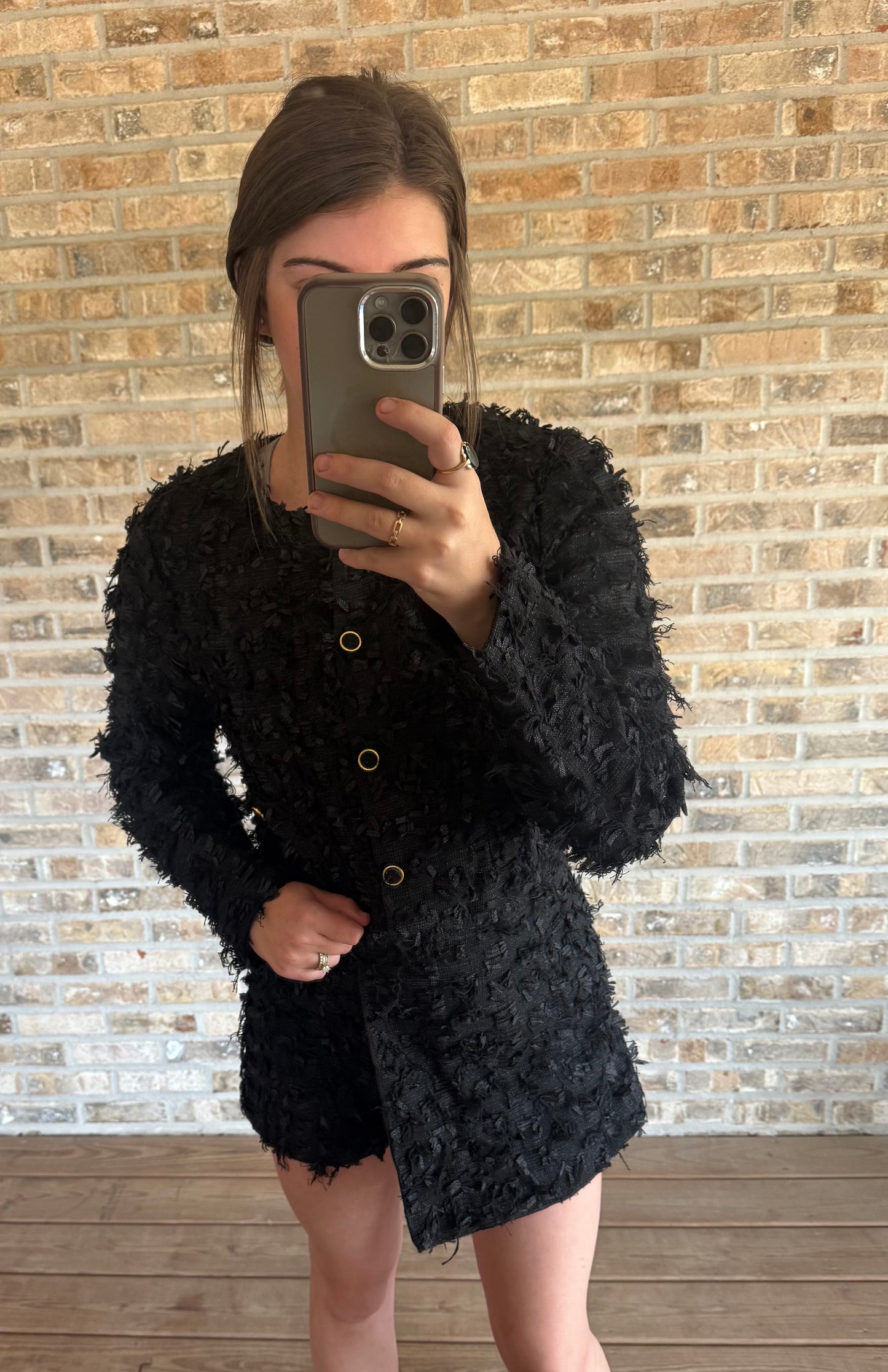 Textured Jacket And Skort Set