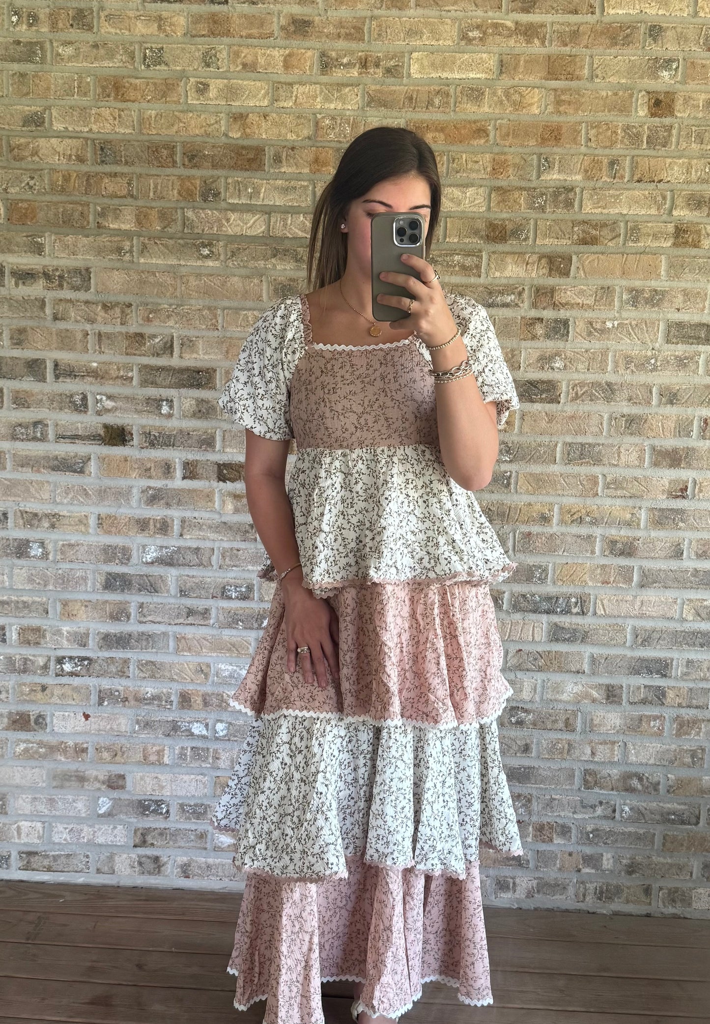 flower print ruffle tiered dress