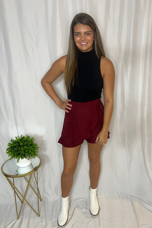 Front tie wrap skort