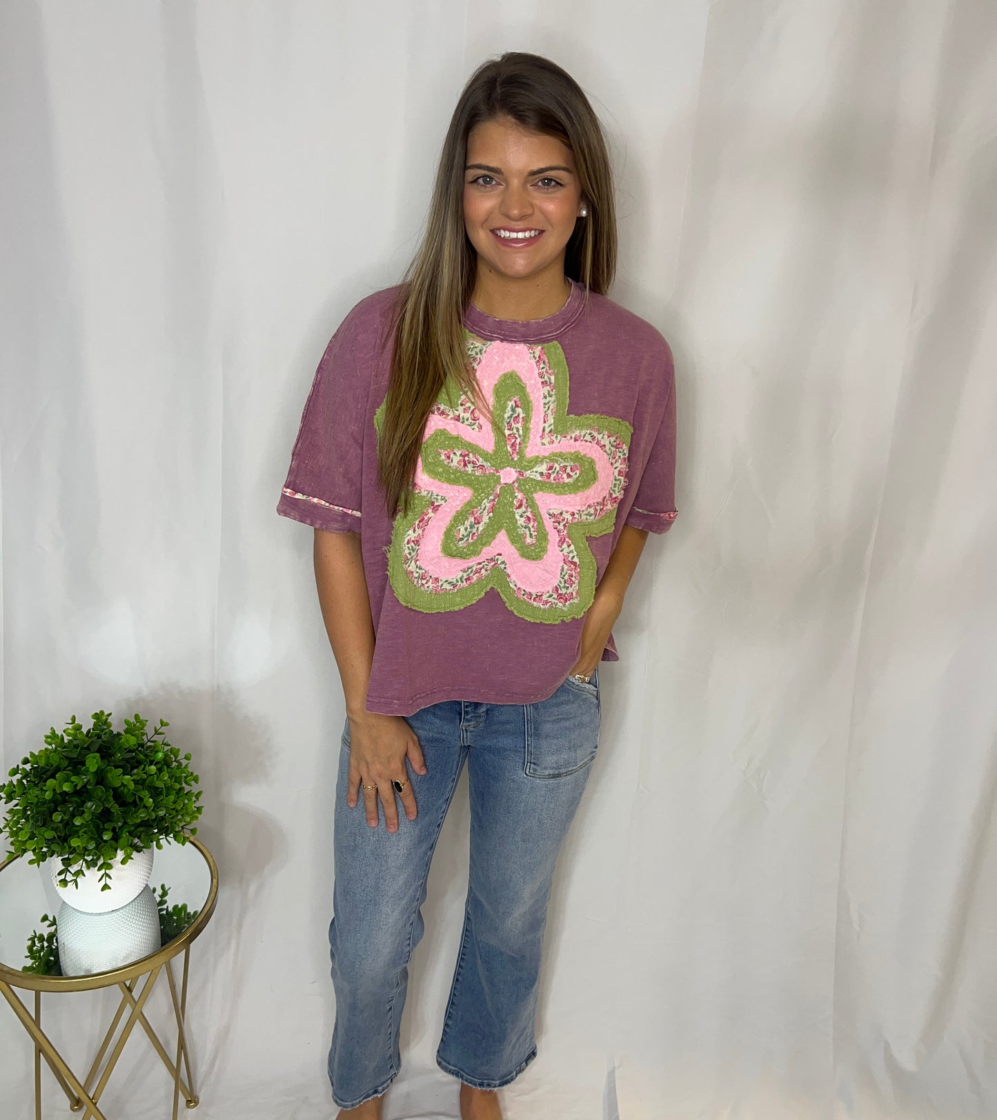 flower patch top (dusty magenta)