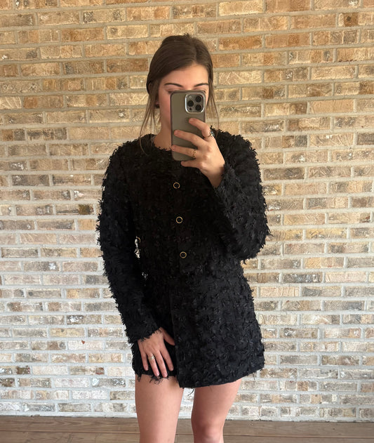 Textured Jacket And Skort Set