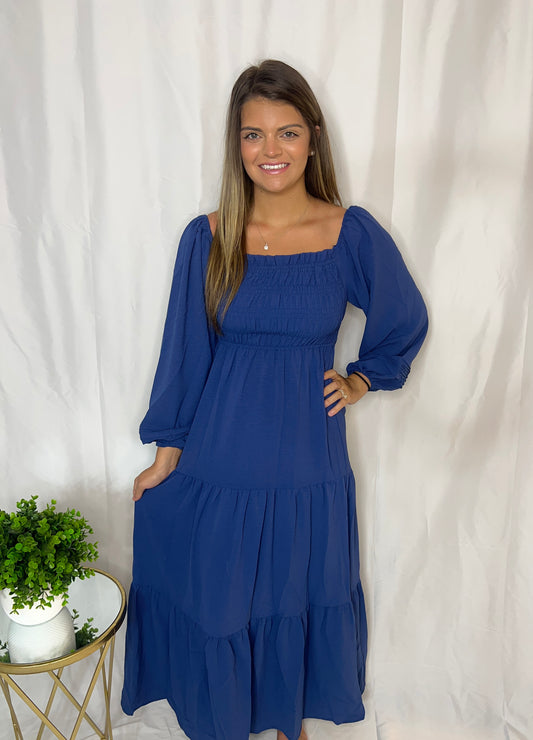 Puff long sleeve maxi dress