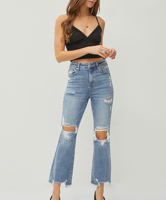 High Rise ankle flare jeans